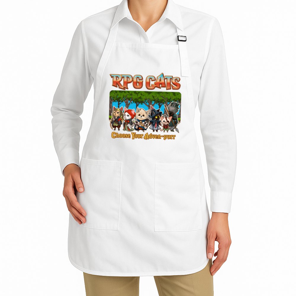 Funny Cute RPG Cats Choose Your Advenpurr Apron