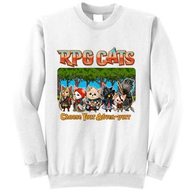 Funny Cute RPG Cats Choose Your Advenpurr Sweatshirt