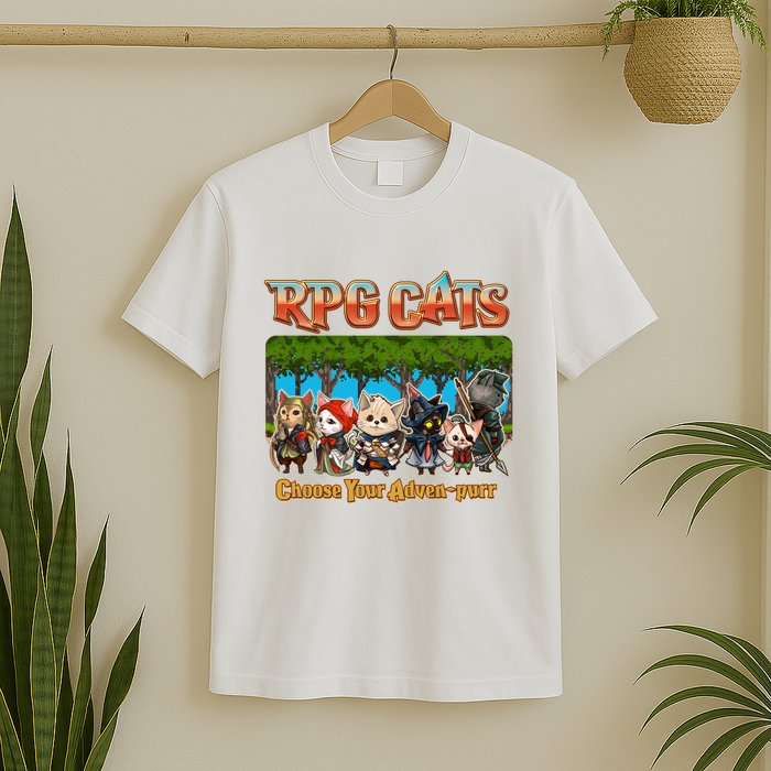 Funny Cute RPG Cats Choose Your Advenpurr T-Shirt