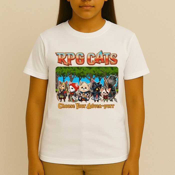 Funny Cute RPG Cats Choose Your Advenpurr T-Shirt