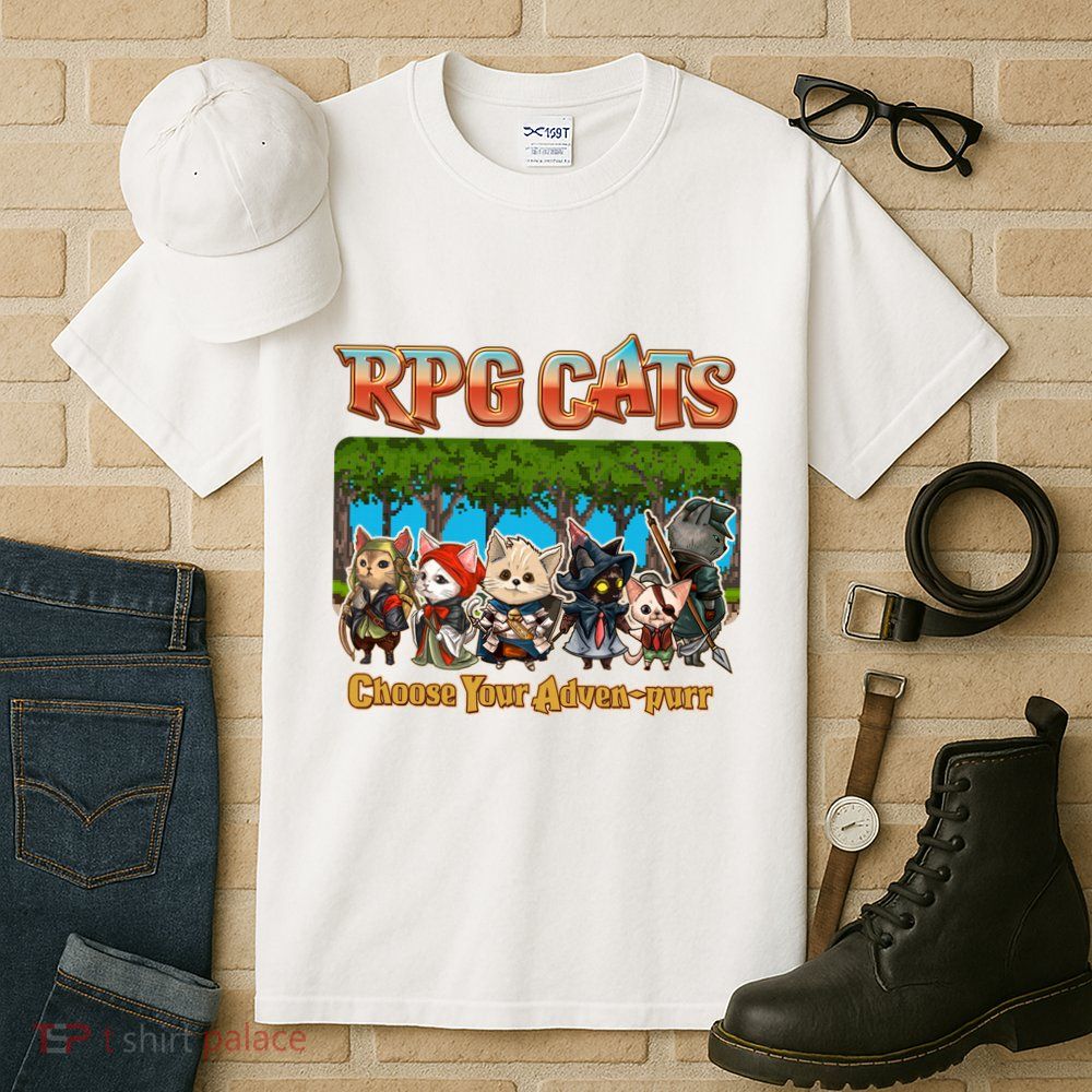 Funny Cute RPG Cats Choose Your Advenpurr Tall T-Shirt
