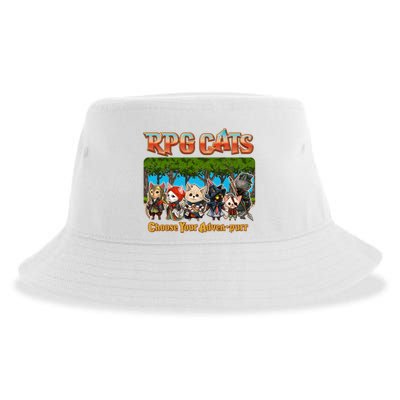 Funny Cute RPG Cats Choose Your Advenpurr Sustainable Bucket Hat