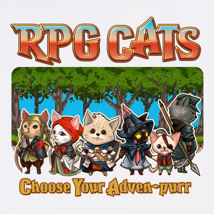 Funny Cute RPG Cats Choose Your Advenpurr Button