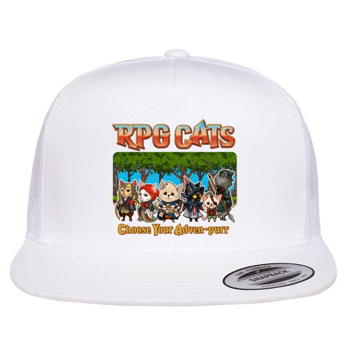 Funny Cute RPG Cats Choose Your Advenpurr Flatbill Hat
