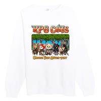 Funny Cute RPG Cats Choose Your Advenpurr Premium Crewneck Sweatshirt