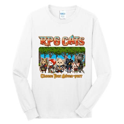 Funny Cute RPG Cats Choose Your Advenpurr Tall Long Sleeve T-Shirt