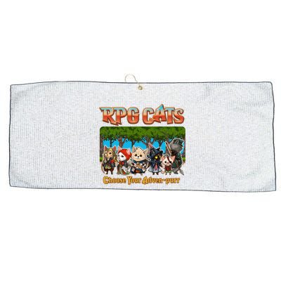 Funny Cute RPG Cats Choose Your Advenpurr Large Microfiber Waffle Golf Towel