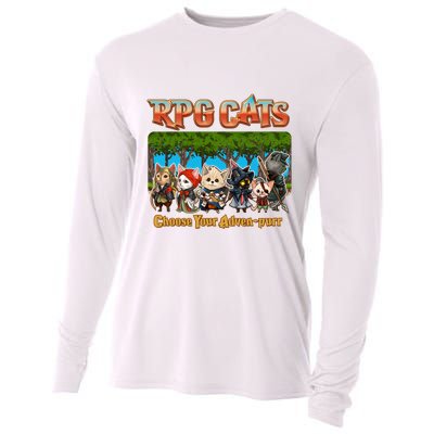 Funny Cute RPG Cats Choose Your Advenpurr Cooling Performance Long Sleeve Crew