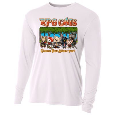 Funny Cute RPG Cats Choose Your Advenpurr Cooling Performance Long Sleeve Crew