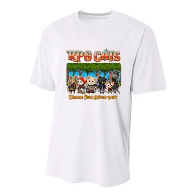Funny Cute RPG Cats Choose Your Advenpurr Youth Performance Sprint T-Shirt