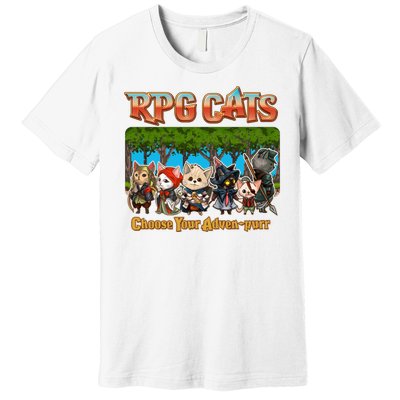 Funny Cute RPG Cats Choose Your Advenpurr Premium T-Shirt