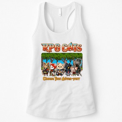Funny Cute RPG Cats Choose Your Advenpurr Womens Tank Top