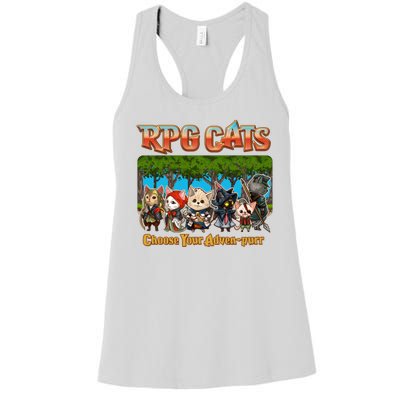 Funny Cute RPG Cats Choose Your Advenpurr Women's Racerback Tank