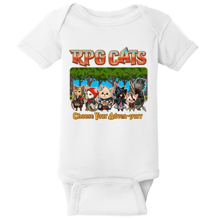 Funny Cute RPG Cats Choose Your Advenpurr Baby Bodysuit