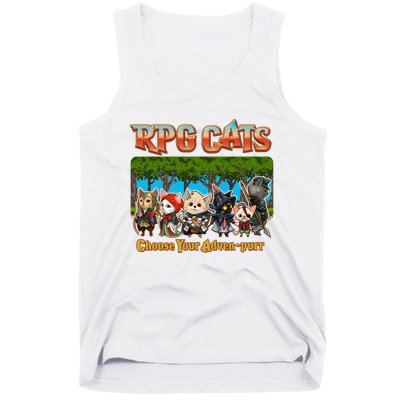 Funny Cute RPG Cats Choose Your Advenpurr Tank Top