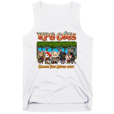 Funny Cute RPG Cats Choose Your Advenpurr Tank Top