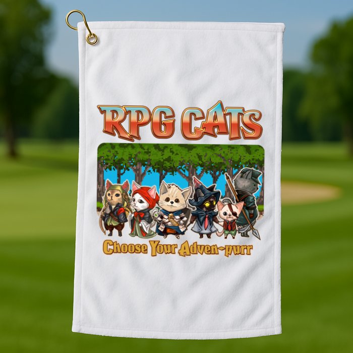 Funny Cute RPG Cats Choose Your Advenpurr Golf Towel