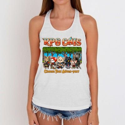 Funny Cute RPG Cats Choose Your Advenpurr Women's Knotted Racerback Tank