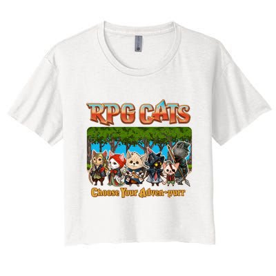 Funny Cute RPG Cats Choose Your Advenpurr Crop Top