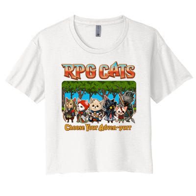 Funny Cute RPG Cats Choose Your Advenpurr Women's Crop Top Tee