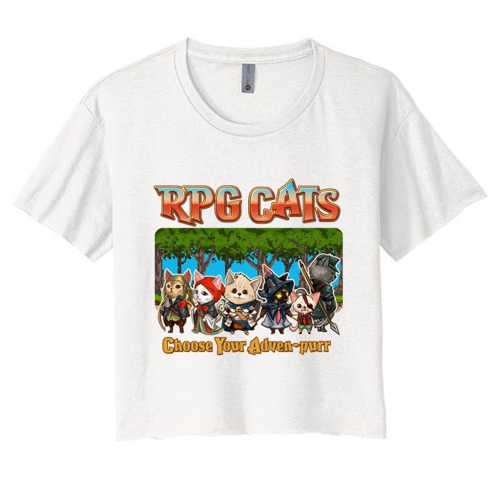 Funny Cute RPG Cats Choose Your Advenpurr Crop Top