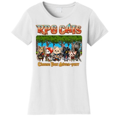 Funny Cute RPG Cats Choose Your Advenpurr Women's T-Shirt