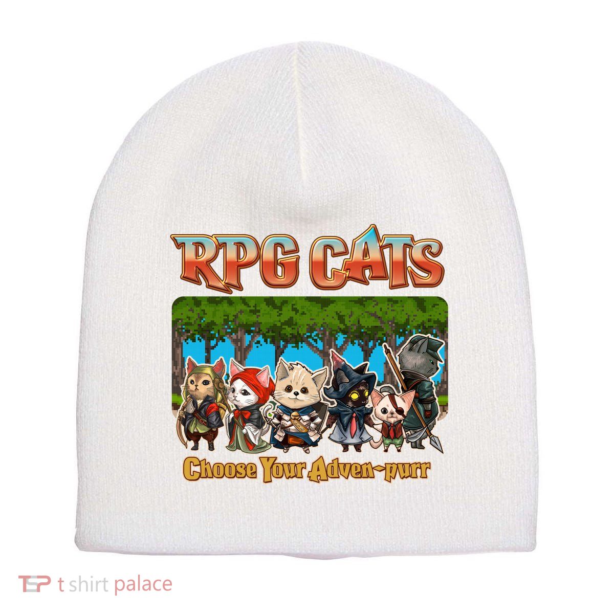 Funny Cute RPG Cats Choose Your Advenpurr Short Acrylic Beanie