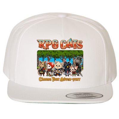 Funny Cute RPG Cats Choose Your Advenpurr Wool Snapback Cap