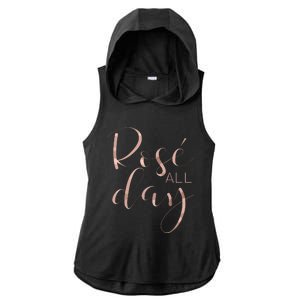 Funny Cute Rose All Day Wine Lover Gift Ladies PosiCharge Tri-Blend Wicking Draft Hoodie Tank