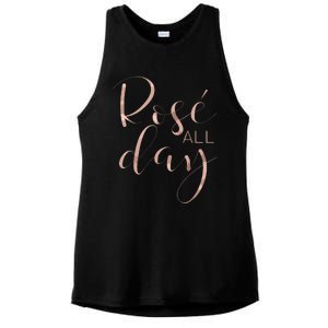 Funny Cute Rose All Day Wine Lover Gift Ladies PosiCharge Tri-Blend Wicking Tank