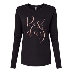 Funny Cute Rose All Day Wine Lover Gift Womens Cotton Relaxed Long Sleeve T-Shirt