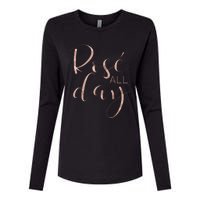 Funny Cute Rose All Day Wine Lover Gift Womens Cotton Relaxed Long Sleeve T-Shirt