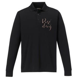 Funny Cute Rose All Day Wine Lover Gift Performance Long Sleeve Polo