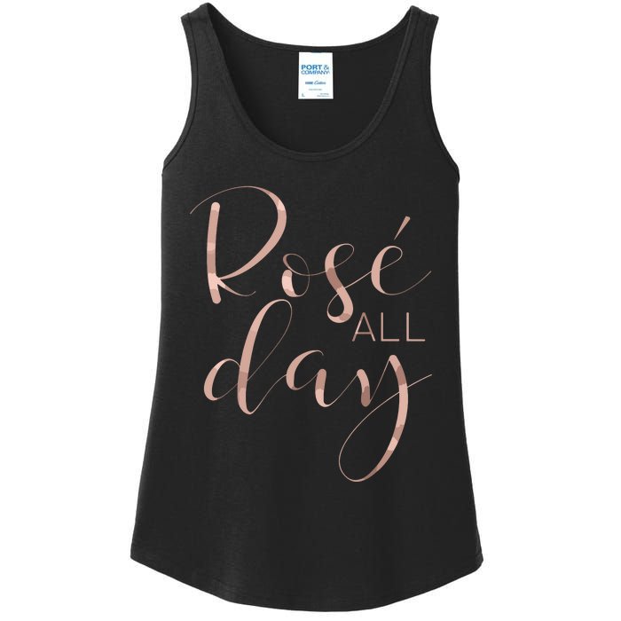 Funny Cute Rose All Day Wine Lover Gift Ladies Essential Tank