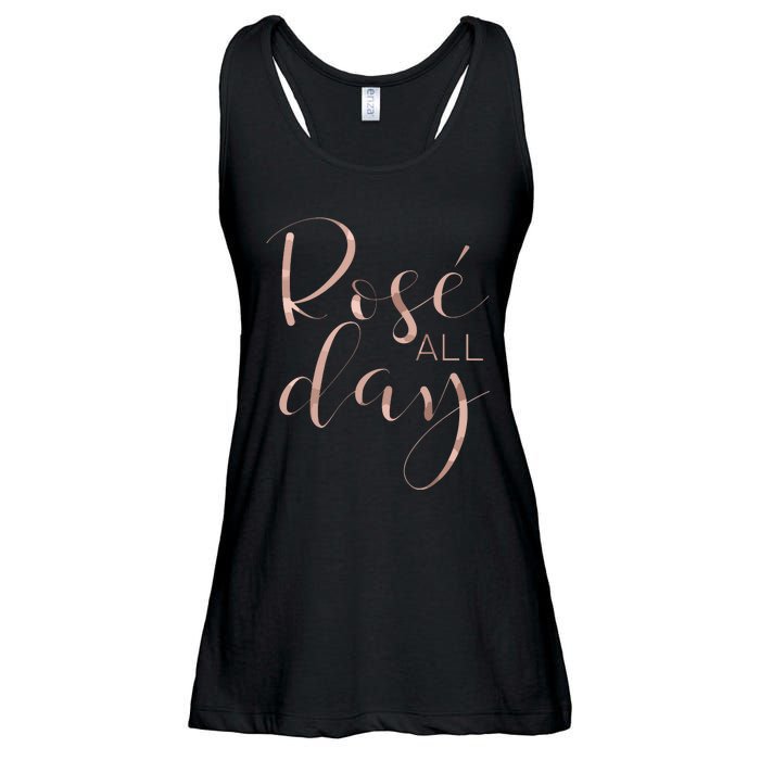 Funny Cute Rose All Day Wine Lover Gift Ladies Essential Flowy Tank