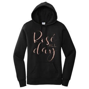 Funny Cute Rose All Day Wine Lover Gift Women's Pullover Hoodie