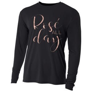 Funny Cute Rose All Day Wine Lover Gift Cooling Performance Long Sleeve Crew