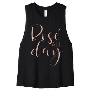 Funny Cute Rose All Day Wine Lover Gift Women's Racerback Cropped Tank