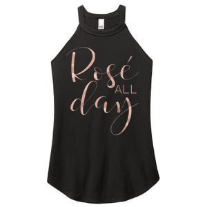 Funny Cute Rose All Day Wine Lover Gift Women's Perfect Tri Rocker Tank