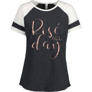 Funny Cute Rose All Day Wine Lover Gift Enza Ladies Jersey Colorblock Tee