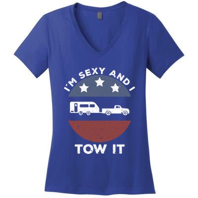 Funny Camping Rv Im Sexy And I Tow It Gift Women's V-Neck T-Shirt