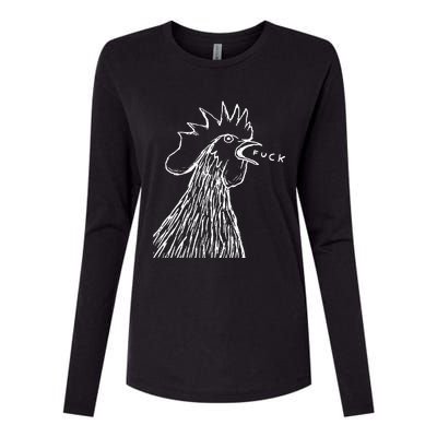 Funny Chicken Rooster Saying Fuck Womens Cotton Relaxed Long Sleeve T-Shirt