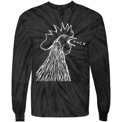 Funny Chicken Rooster Saying Fuck Tie-Dye Long Sleeve Shirt