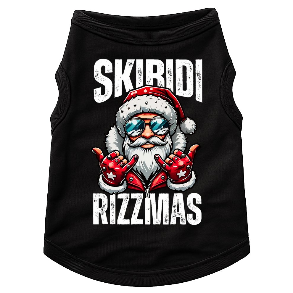 Funny Christmas Rizz Santa Ski Bi Di Rizzmas Doggie Tank