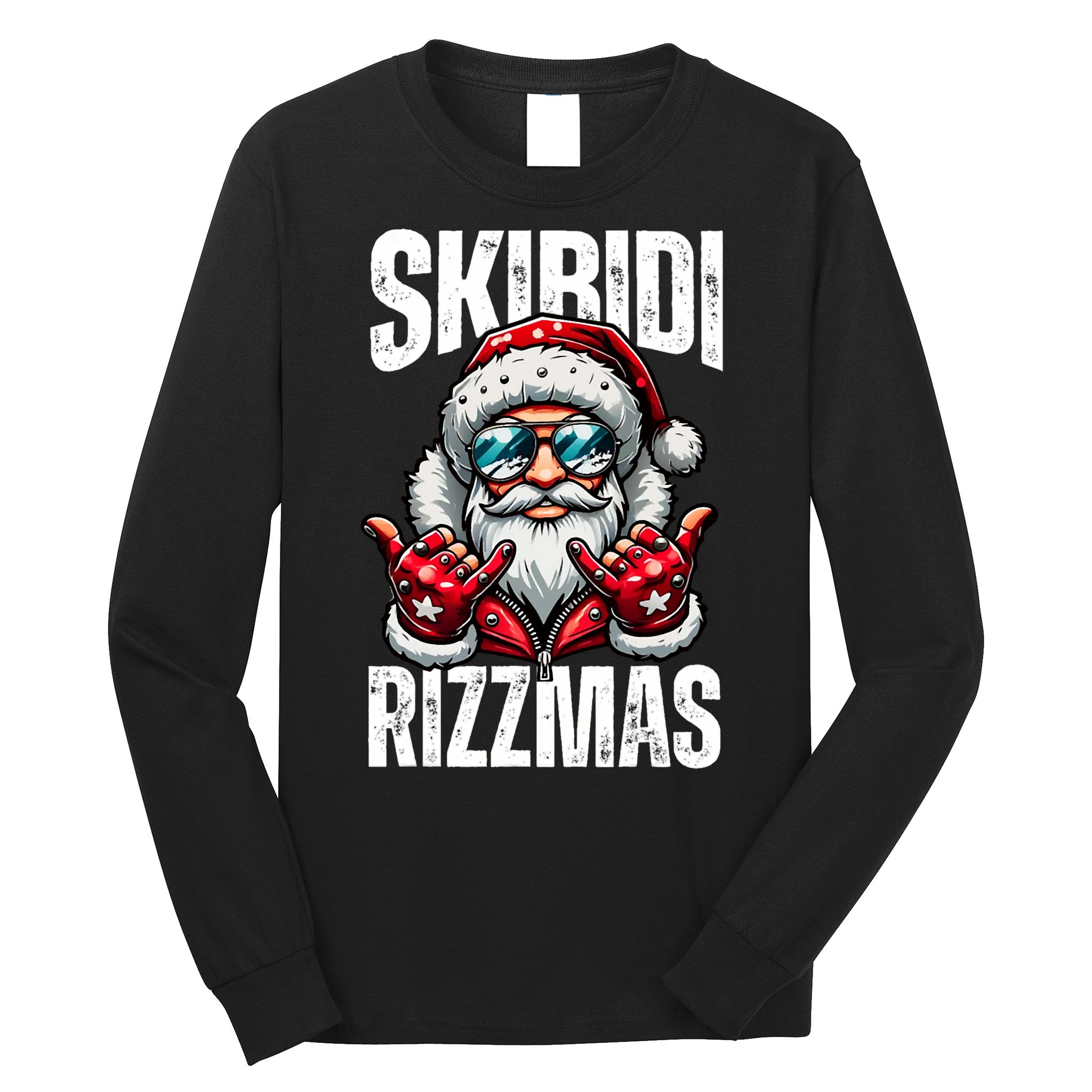 Funny Christmas Rizz Santa Ski Bi Di Rizzmas Long Sleeve Shirt