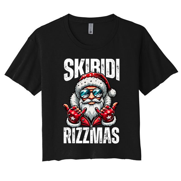 Funny Christmas Rizz Santa Ski Bi Di Rizzmas Crop Top