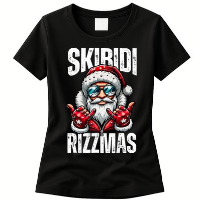 Funny Christmas Rizz Santa Ski Bi Di Rizzmas Womens T-Shirt