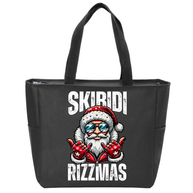 Funny Christmas Rizz Santa Ski Bi Di Rizzmas Zip Tote Bag