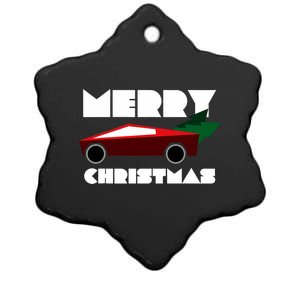 Futuristic Cyber Red Truck Pickup Christmas Tree Ceramic Star Ornament