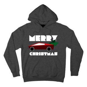 Futuristic Cyber Red Truck Pickup Christmas Tree Hoodie